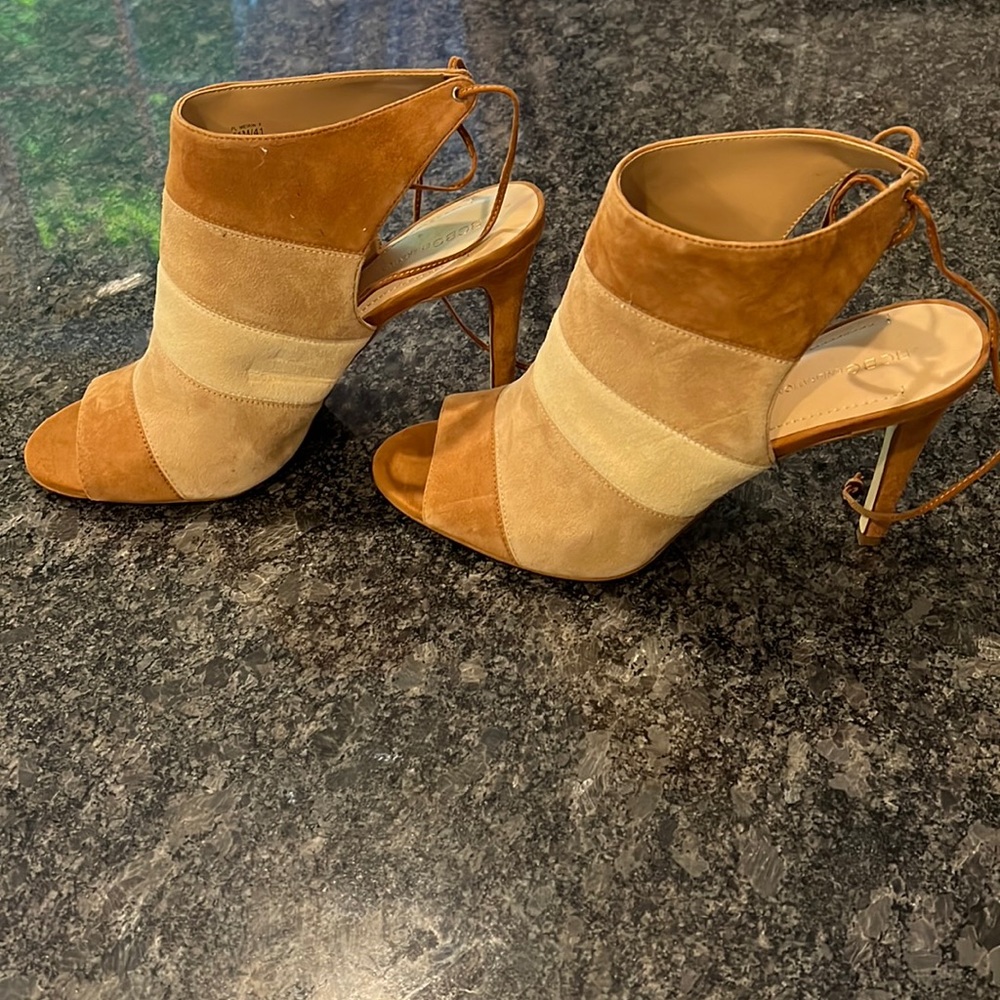 Never worn size 11 BCBGenertion suede pep toe heels with ankle tie